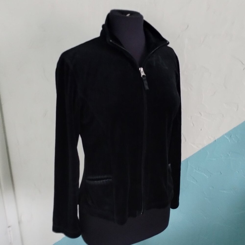 Hanes 90's Velvet Black Zip-up Sweater